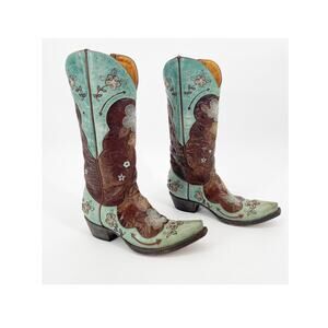 Old Gringo Women's 6.5 Bonnie Turquoise Floral Embroidered Western Cowgirl Boots